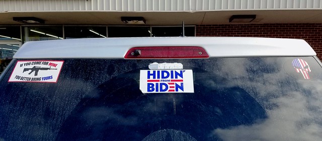 Anti-Biden, pro-2nd Amendment & pro-QAnon Punisher skull bumper stickers