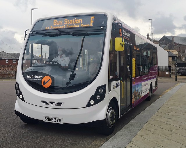West Norfolk Community Transport is about to unload at King's Lynn Bus Station after completing a journey on route 6 from Hardwick Tesco. - SN69 ZVS - 27th August 2020