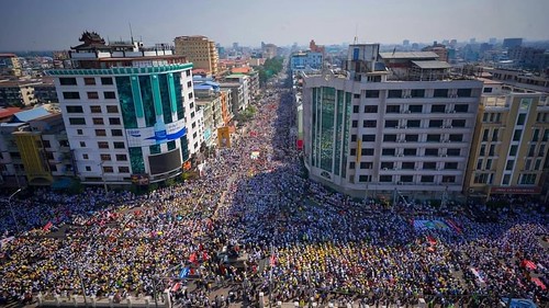 圖一：緬甸罷工人潮