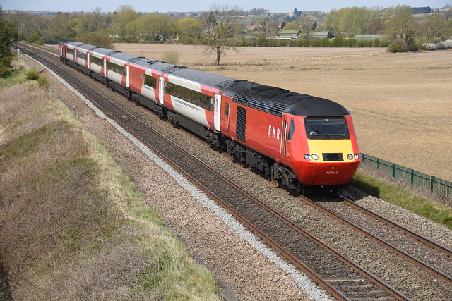 43238 Tomato with 43320 EMR @ BREASTON with the 1C43 10:50 LEEDS - ST PANCRAS INTERNATIONAL , Sunday 18th April 2021