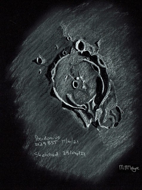Lunar Crater Posidonius Pastel Sketch