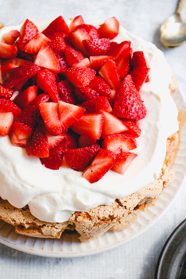 Brown Butter Hazelnut Cake with Fresh Berries and Whipped Cream
