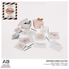 Atelier Burgundy . Birthday Card Clutter SS