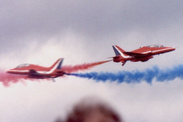 Red Arrows Synchro Leicester Airshow 28 August 1988