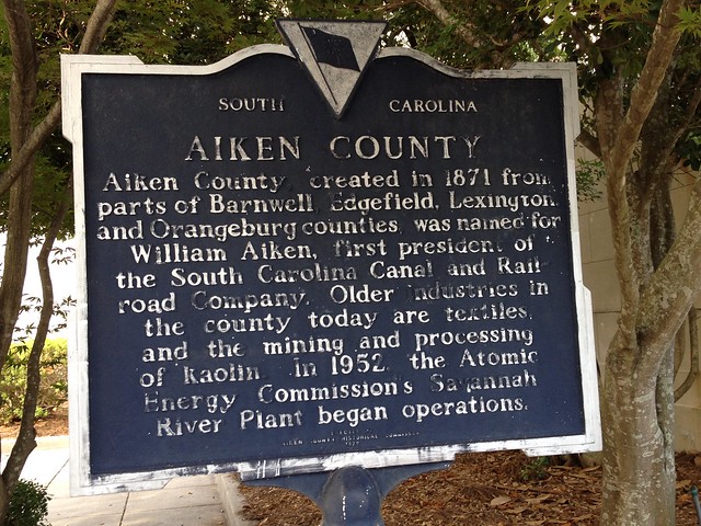 Historic Sign Aiken County. Aiken, South Carolina.