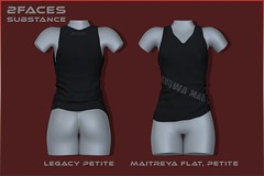 Designed for lovers of small breasts, comes with black and tint version (just edit tint) with inscription and without.  For: Maitreya flat, petite, Legacy perky petite
