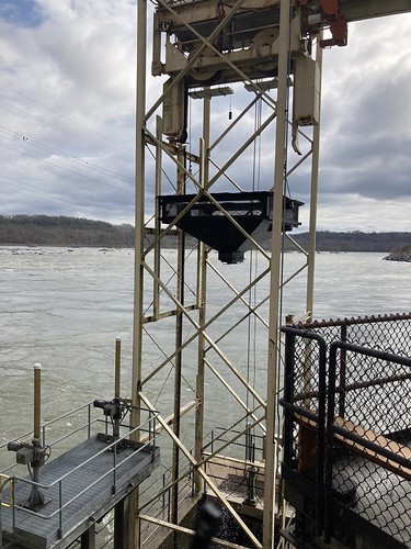 Photo of hopper lifting fish from dam fish lift