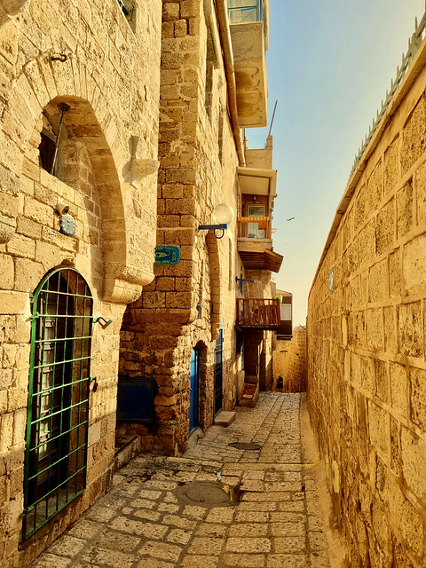 Sunset in Old Jaffa alley, Israel