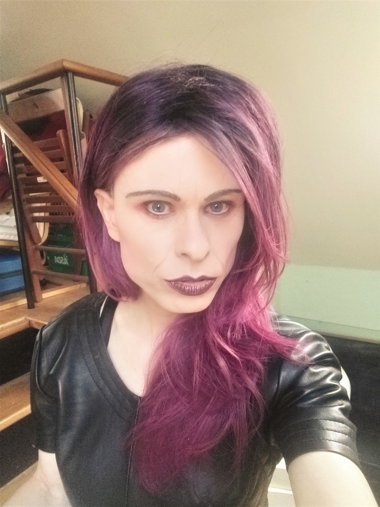 Selfie from the other day in my leather dress