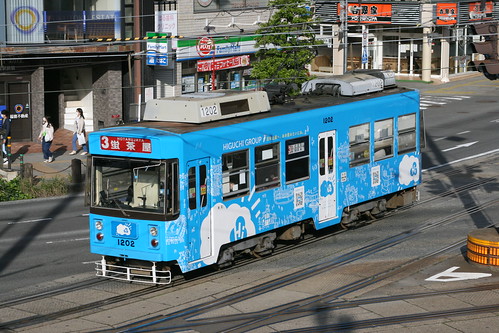 Nagasaki Electric Tramway 1200A series in Nagasaki-ekimae.Sta, Nagasaki, Nagasaki, Japan / May 3, 2021