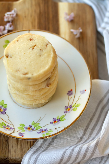 Stack of Lilac Shortbread Cookies