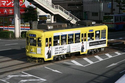 Nagasaki Electric Tramway 360 series in Nagasaki-ekimae.Sta, Nagasaki, Nagasaki, Japan / May 3, 2021