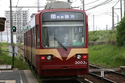 Chikuho Electric Railroad 3000 series in Kumanishi.Sta, Kita-Kyusyu, Fukuoka, Japan /May 1, 2021