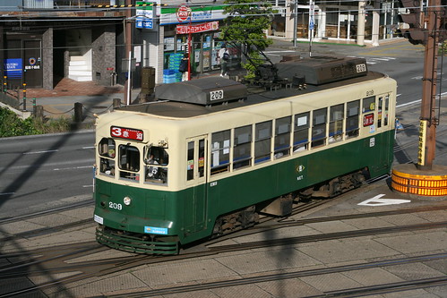 Nagasaki Electric Tramway 201 series in Nagasaki-ekimae.Sta, Nagasaki, Nagasaki, Japan / May 3, 2021