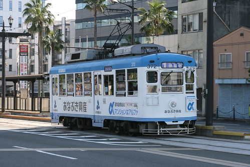 Nagasaki Electric Tramway 370 series in Dejima.Sta, Nagasaki, Nagasaki, Japan / May 3, 2021