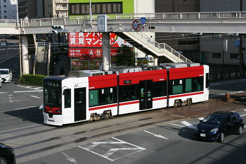 Nagasaki Electric Tramway 5000 series in Nagasaki-ekimae.Sta, Nagasaki, Nagasaki, Japan / May 3, 2021