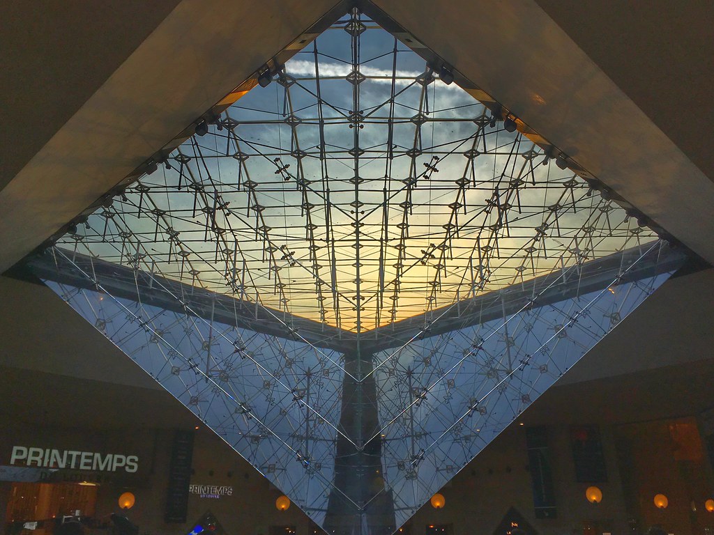 Louvre  - Paris - France  ~   I.M. Pei's glass pyramid in 1989 ~ Atrium