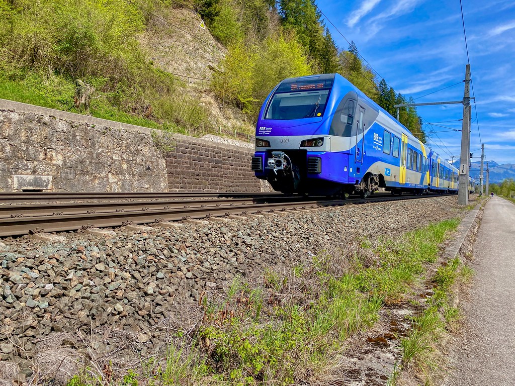 Meridian regional express train near Kufstein in Tyrol, Austria