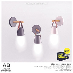 Atelier Burgundy . Taby Wall Lamp B&W