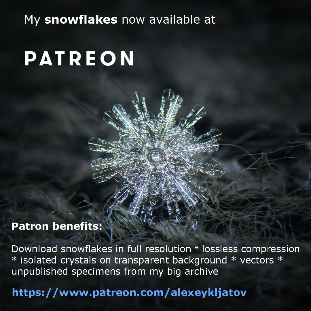 Alexey Kljatov snowflakes at Patreon: full resolution, lossless PNG, 4K wallpapers, vectors