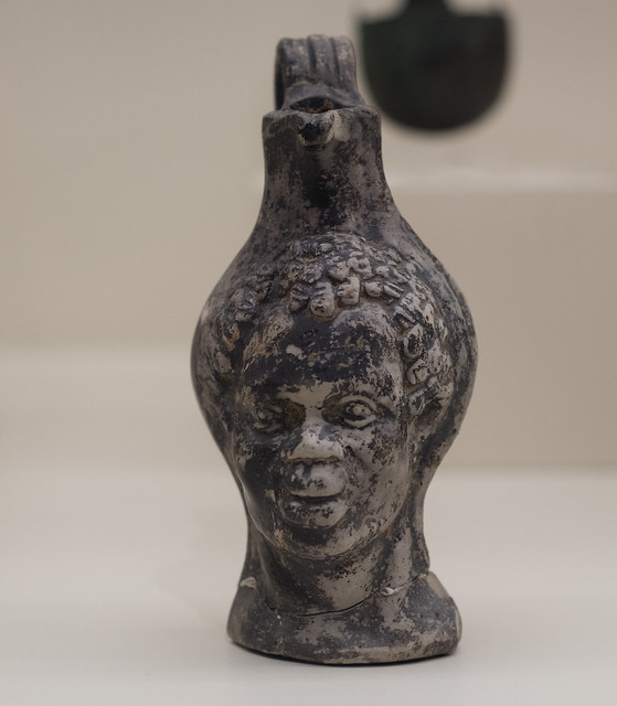 Roman ceramic balsamarium in the form of the head of a man 3