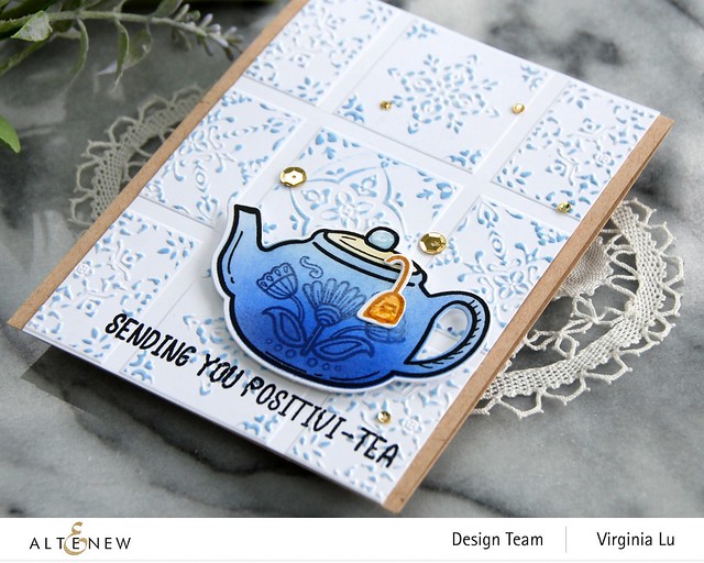 Altenew-Dreamy Tile 3D Embossing Folder-Tea For Two Stamp & Die Bundle-002