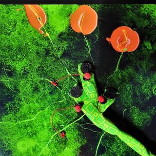 Acétylcholine, terminaisons axonales et jonctions neuromusculaires - sculpture en tissu neurone moteur sur peinture 
