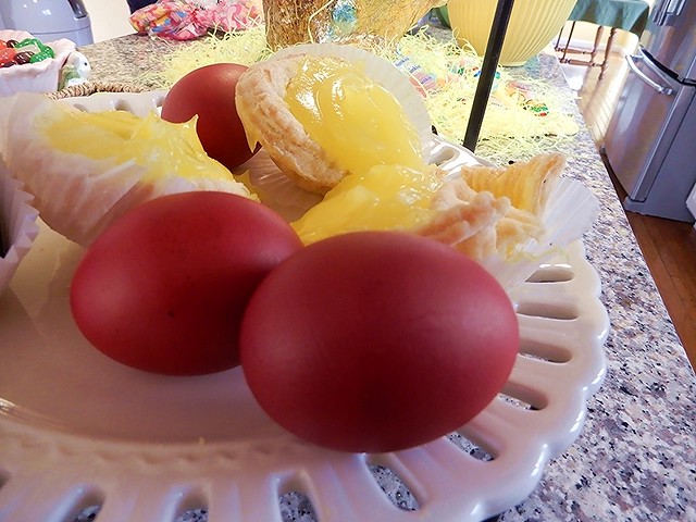 Red Easter Eggs & Lemon Tarts - Photo Taken by STEVEN CHATEAUNEUF On April 4, 2021 - 20% Saturation Was Added On May 10, 2021