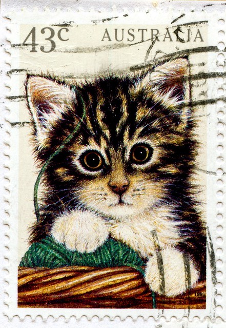great stamp Australia 43c kitten, cat (Kätzchen, Katze, félin, gata, kotka, ко́шка, el gato, Γάτα, felino, gatta, 猫, chat, ネコ, köttur, katt, macska, kissa, mačka, kedi, 고양이, мачка, cattus) postzegel Australië postes timbre Australie γραμματόσημα Αυστρα