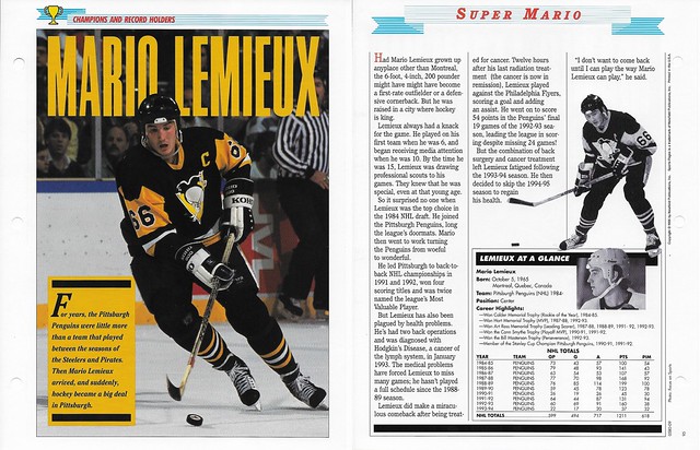 1995 Newfield Sports Pages - Champions and Record Holders - Lemieux, Mario