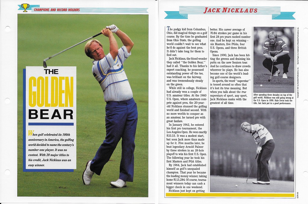 1989-91 Newfield Sports Pages - Champions and Record Holders - Nicklaus, Jack