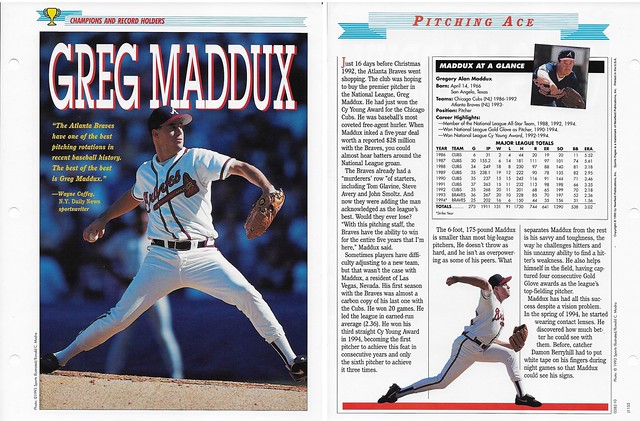1995 Newfield Sports Pages - Champions and Record Holders - Maddux, Greg