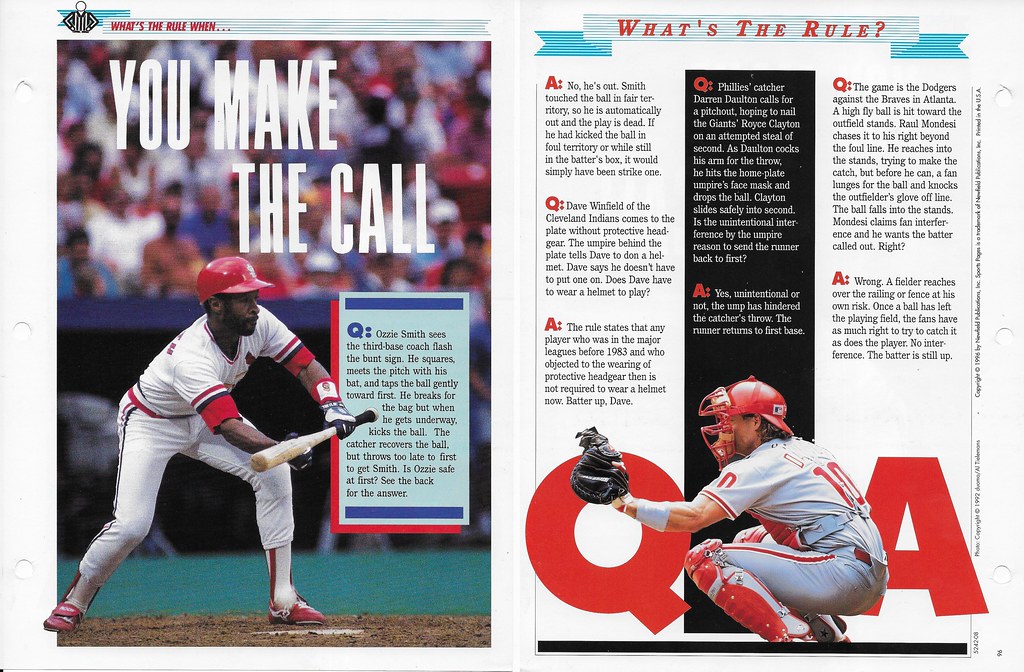 1996 Newfield Sports Pages - Whats the Rule When - Smith, Ozzie - Daulton, Darren