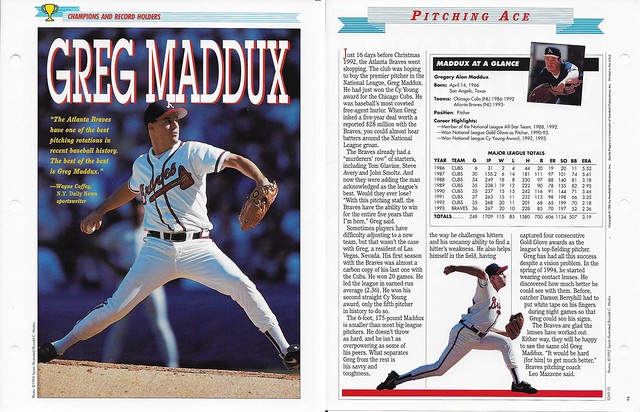 1994 Newfield Sports Pages - Champions and Record Holders - Maddux, Greg