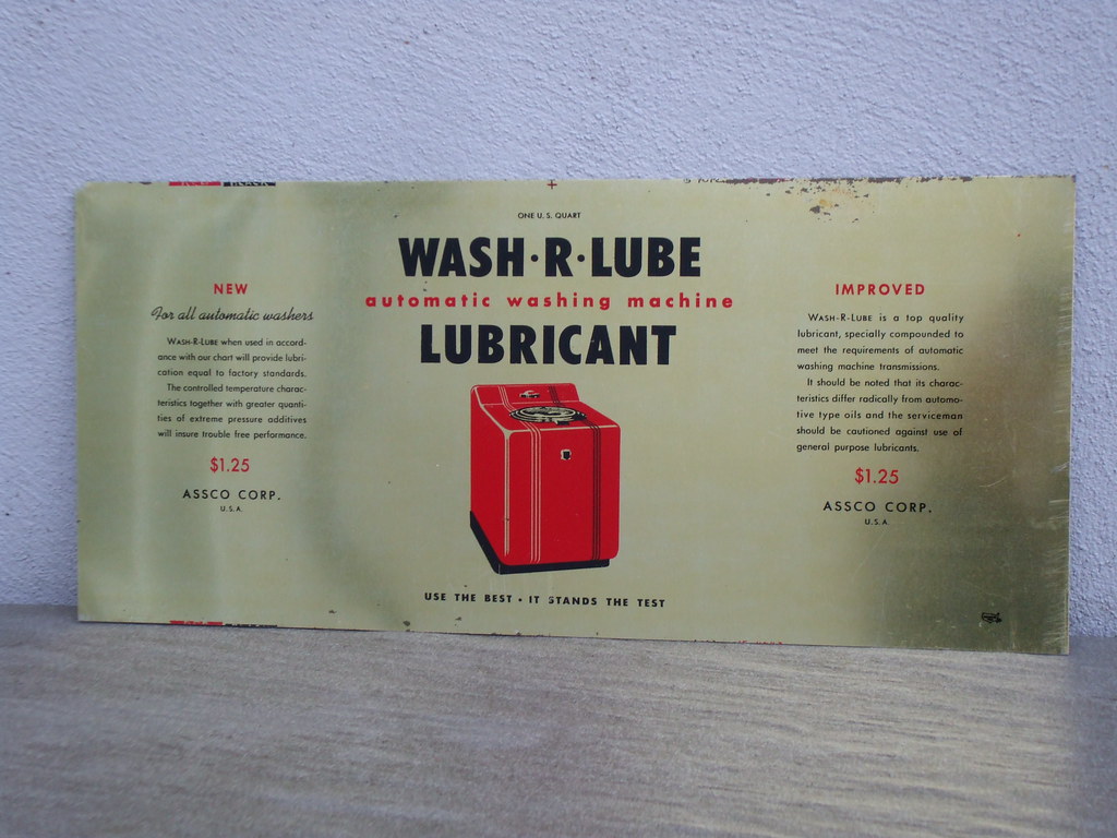 Vintage Wash.R.Lube Washing Machine Lubricant Unused Oil Can Flat Assco Corp USA