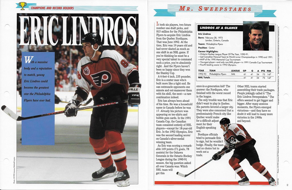 1993 Newfield Sports Pages - Champions and Record Holders - Lindros, Eric