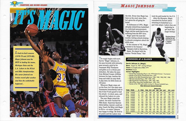 1989-91 Newfield Sports Pages - Champions and Record Holders - Johnson, Magic