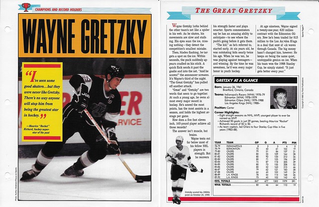 1989-91 Newfield Sports Pages - Champions and Record Holders - Gretzky, Wayne (stats though 1989-90)