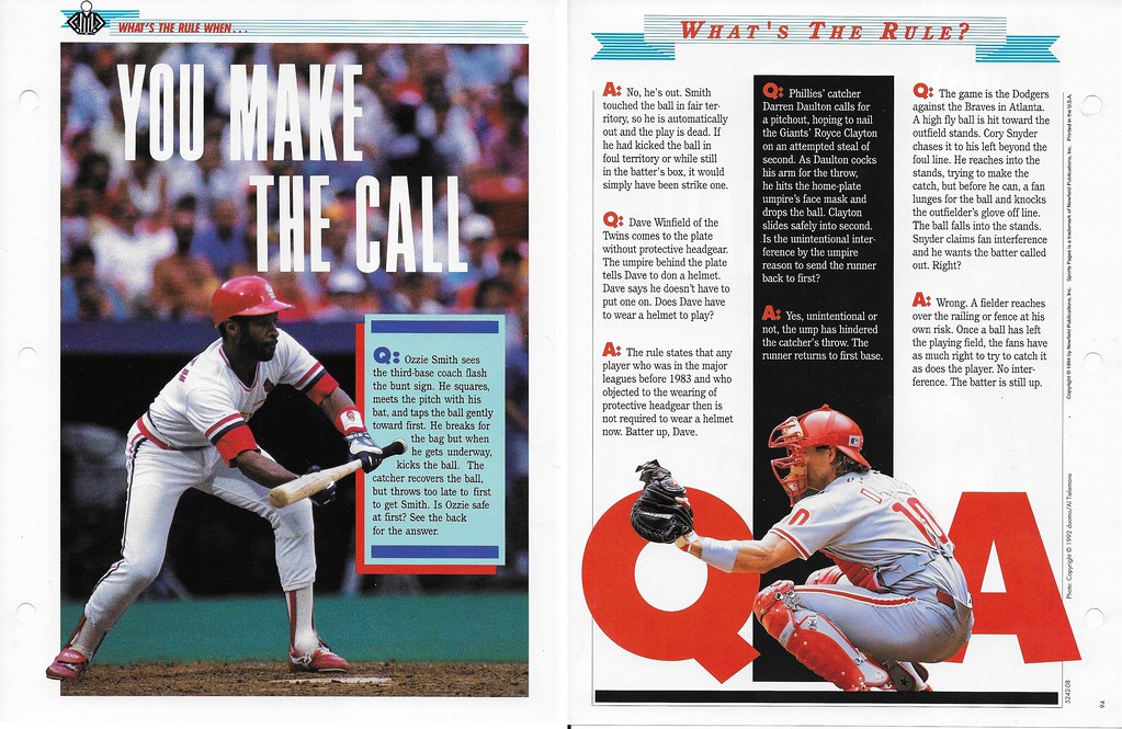 1994 Newfield Sports Pages - Whats the Rule When - Smith, Ozzie - Daulton, Darren