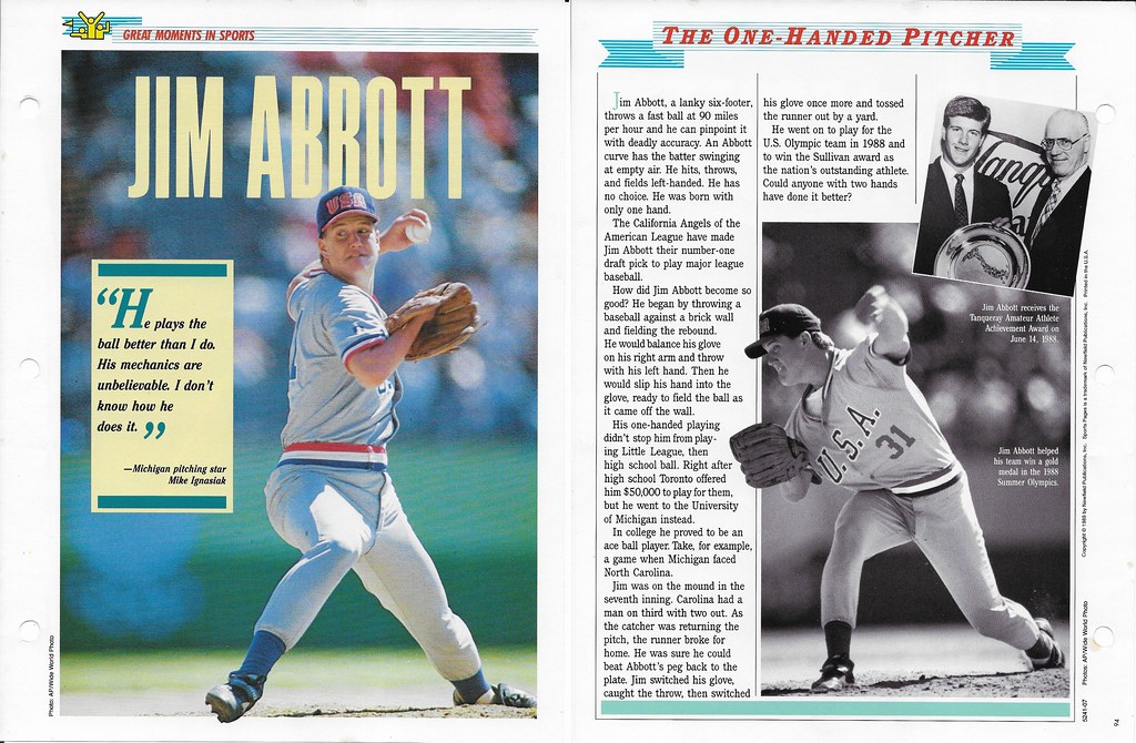 1994 Newfield Sports Pages - Great Moments in Sports - Abbott, Jim