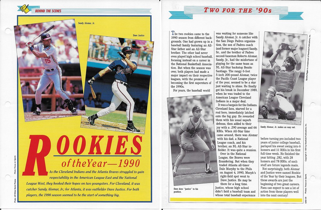 1989-91 Newfield Sports Pages - Behind the Scenes - Justice, Dave - Alomar Jr, Sandy