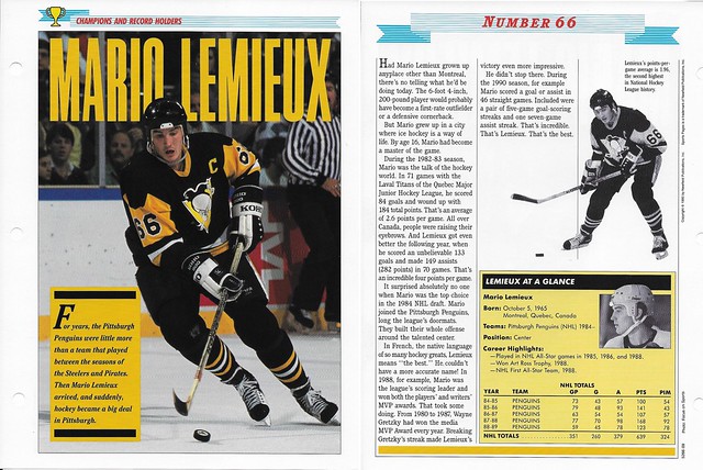 1989-91 Newfield Sports Pages - Champions and Record Holders - Lemieux, Mario