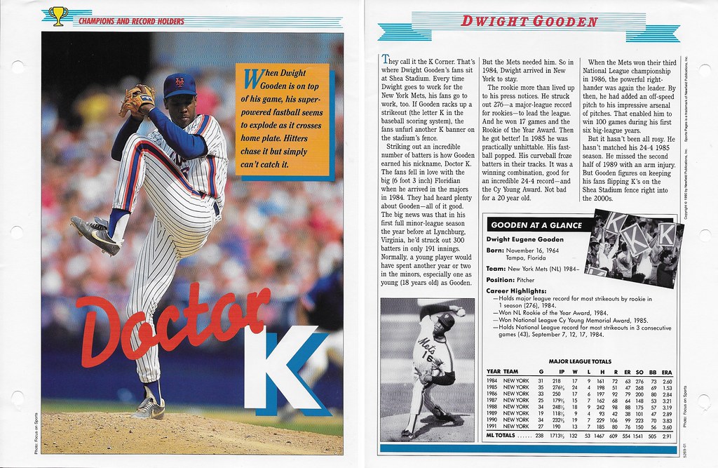 1989-91 Newfield Sports Pages - Champions and Record Holders - Gooden, Dwight (stats through 1991)