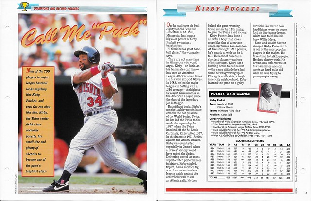 1994 Newfield Sports Pages - Champions and Record Holders - Puckett, Kirby