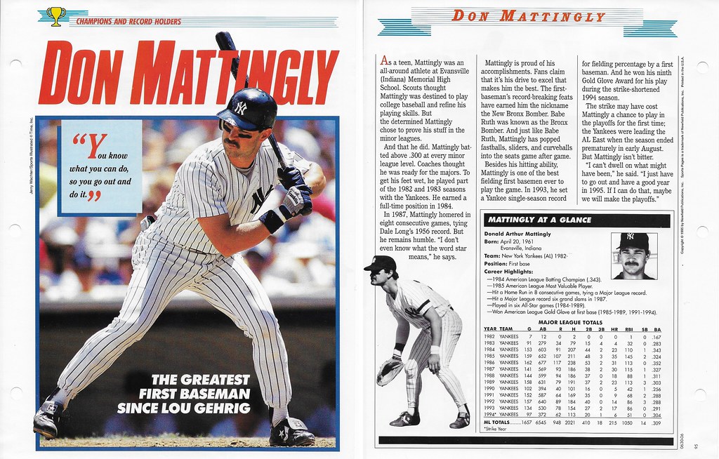 1995 Newfield Sports Pages - Champions and Record Holders - Mattingly, Don