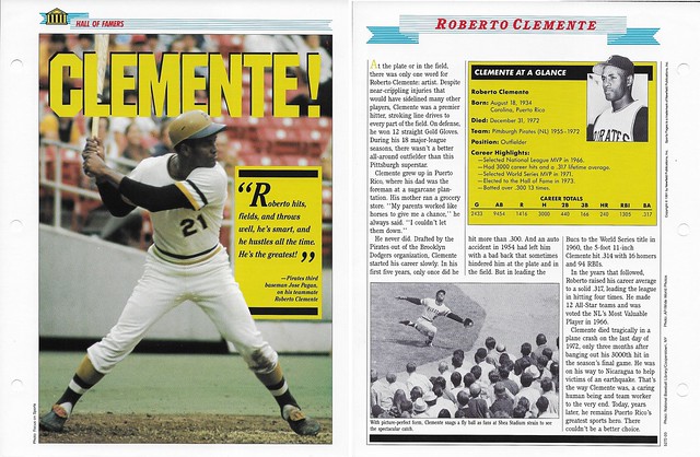 1989-91 Newfield Sports Pages - Great Moments in Sports - Clemente, Roberto