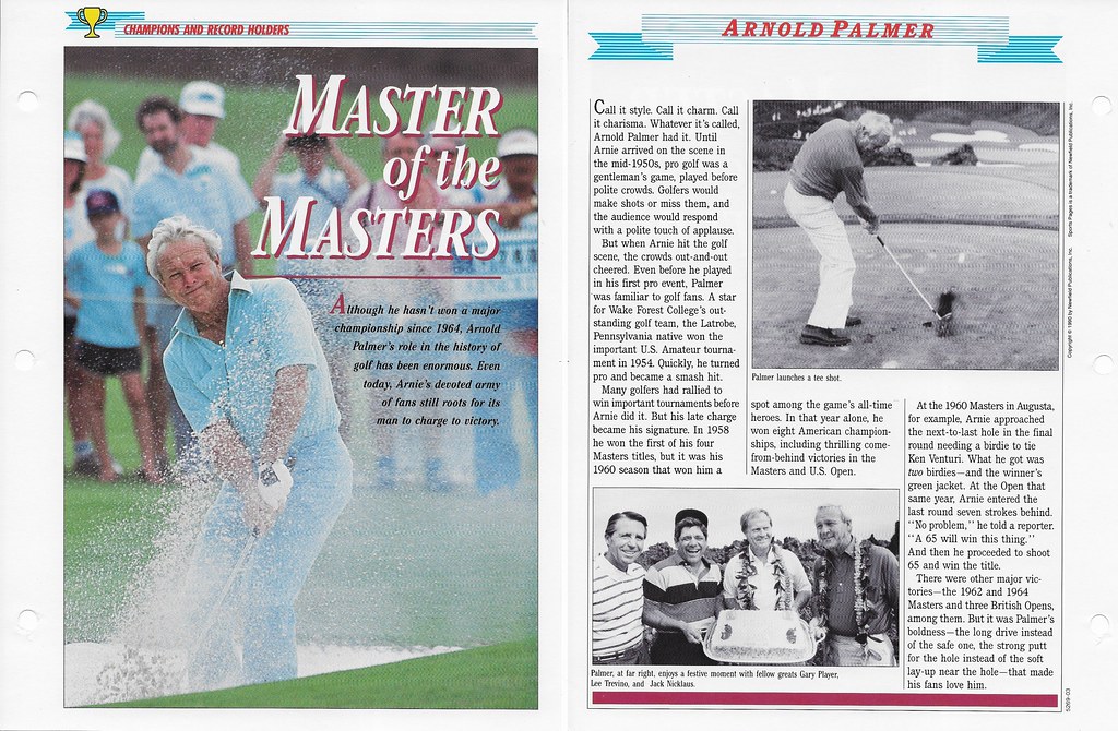 1989-91 Newfield Sports Pages - Champions and Record Holders - Palmer. Arnie