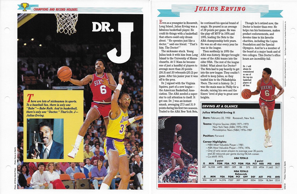 1989-91 Newfield Sports Pages - Champions and Record Holders - Erving, Julius