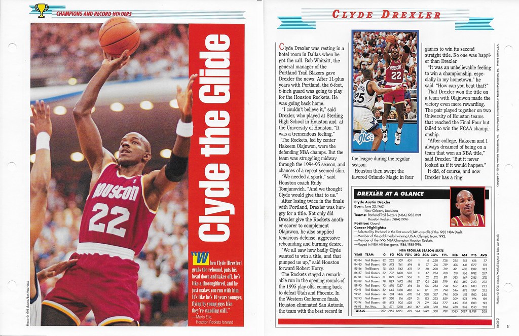 1995 Newfield Sports Pages - Champions and Record Holders - Drexler, Clyde