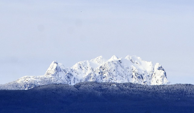 Blanshard Peak, Edge Peak and Golden Ears as seen from Abbotsford,  BC.